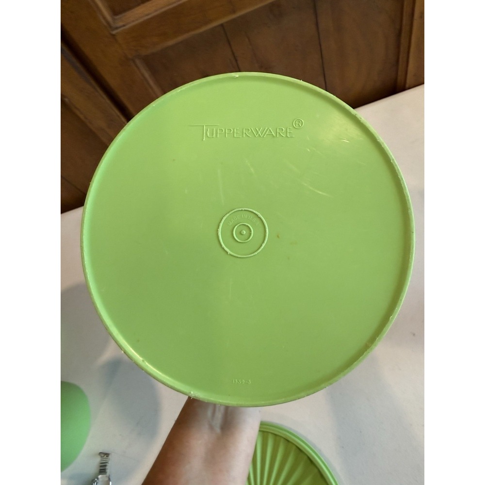 VTG Tupperware Servalier Canister Set Green Apple Nesting 70s (4) Sunburst Lids - Picture 5 of 16